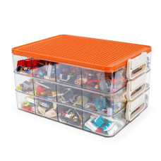 Wanlian Storage Containers With Building Plate Lid, Acrylic Stack-Able Organizer Bin Chest, Brick Toy Storage Organizer With Handle, Bin Storage, Storage (Does Not Include Bricks)