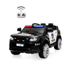 Dangvivi Kids Ride On Car Electric Police Cars 12V Battery Powered Police Suv Vehicle W 24G Remote Controlhorn Musicsiren