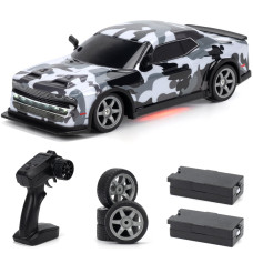 Acammzar 116 Rc Drift Car 25Kmh 4Wd High Speed Remote Control Cars For Kids With Led Lights Two Batteries Extra Tires Dri