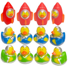 Cool Rubber Duckies 2 Standard Size 12 Pack Cute Duck Bath Tub Pool Toys Space Explorer Party Rubber Ducks