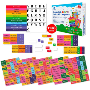 1138 Pcs Colorful Complete Poetry Magnets Kit Word Magnets For Fridge Poem Magnets Magnetic Words For Fridge Sentence Buil