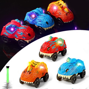 Save Unicorn Tracks Cars Replacement Only Dino Track Cars For Tracks Glow In The Dark Car Tracks Accessories With 3 Flashing L