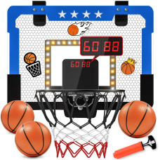 Indoor Basketball Hoop For Kids Mini Basketball Hoop With Double Electronic Scoreboard And Led Light Over The Door Basketball