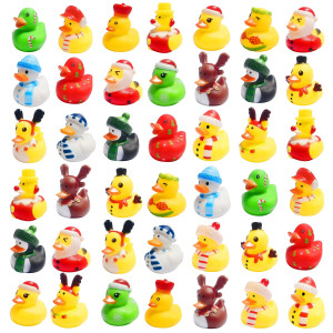 42 Pcs Christmas Rubber Ducks Baby Showers Accessories Jeep Duckies Bath Toys For Kids Christmas Party Favors Gift Exchange Chri