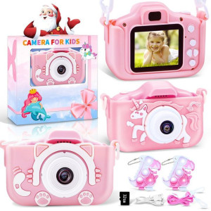 Pistroy Kids Camera Toddler Camera Toys 2 Protective Silicone Cover For Hd Digital Camera Birthday Gifts For Kids Boys And G