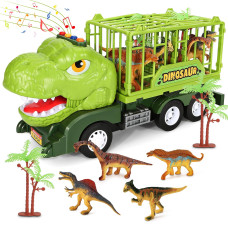 Dinosaur Truck Toys For Kids 24 5 Years Old Boys 2023 Monster Truck Toys With Dinosaur Figures And Trees Capture Jurassic T