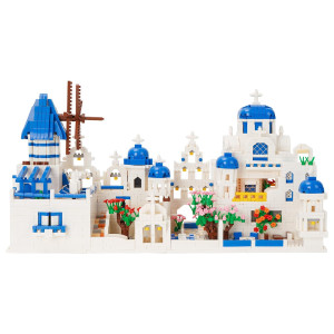 Geniteen Architecture Aegean Sea Santorini Micro Building Blocks Set 4310 Pcs Model Building Kit Creative Architecture Collecti