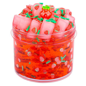 Red Jelly Cube Crunchy Slime Soft Nonstick Clear Crystal Slime Stress Relief Toy For Girls And Boys For Kids Party Favors Gi