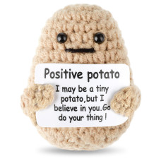 Grevosea Mini Funny Positive Potato 3 Inch Positive Potato Crochet Cute Wool Funny Knitted Positive Potato Doll Cheer Up Gifts