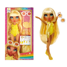 Rainbow High Swim Style Sunny Yellow 11 Blonde Fashion Doll With Shimmery Wrap To Style 10 Ways Swimsuit Sandals Fun Pl