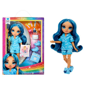 Rainbow High Jr High Pj Party Skyler Blue 9 Posable Fashion Doll With Soft Onesie Slippers Fun Play Accessories Great Toy