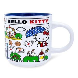 Silver Buffalo Sanrio Hello Kitty Red Map Ceramic Mug | Coffee Cup For Espresso, Tea, Cocoa | Holds 13 Ounces