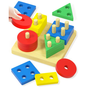 Zartores Montessori Toys For 1 2 3 Year Old Boys Girls Wooden Puzzles Sorting And Stacking Toys For Toddlers 13 1 2 Year Old