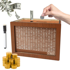 Money Box With Counter Retro Reusable Wooden Money Box Money Jar Coin Cash Box Piggy Bank With Numbers Ticks For Adults And Chi