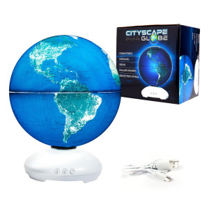 Usa Toyz Cityscapes Illuminated Globe For Kids Learning Stem Kids Globe With Stand 3 Sleep Settings Auto Rotation Led Desk O