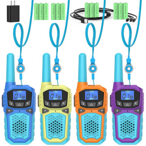 Walkie Talkies For Kids 4 Pack Rechargeable Walkie Talky Long Range For Adults Handheld Two Way Radios Outdoor Toys For Boys Gi