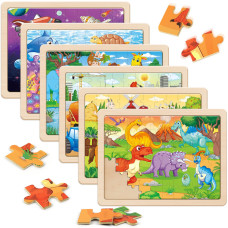 Synarry Wooden Puzzles For Kids Ages 46 6 Packs 60 Pcs Jigsaw Puzzles Preschool Educational Toys Gifts For Children Ages 48