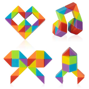 Ganowo Medium Snake Cube 4 Pack Twist Puzzle Stress Relief Sensory Toys Stocking Stuffers Bulk Supplies Goodie Bags Fillers Fid