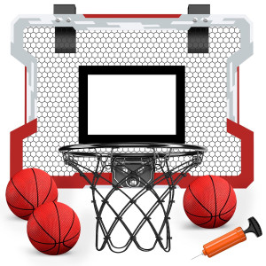 Hyes Mini Basketball Hoop Indoor Door Basketball Hoop With 3 Balls Inflator Basketball Toy Gifts For Kids Boys Girls Teens A