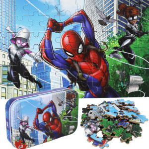 60 Pieces Spiderman Jigsaw Puzzles In A Metal Box For Kids Age For 48 Boys Girls Toy Puzzles Children Learning Educational Puzz