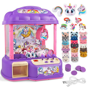 Unicorn Claw Machine For Kids Mini Vending Candy Grabber Machines Electronic Arcade Claw Game Machine For Girls Boys Prize Disp