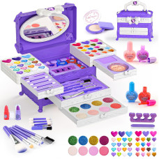 Kids Makeup Kit For Girl 66Pcs Washable Girl Makeup Kits Pretend Makeup Kit Real Girl Makeup Sets For Toddler Kid Children Ch