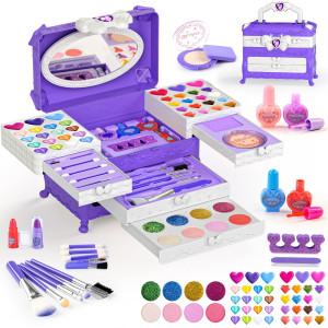 Kids Makeup Kit For Girl 66Pcs Washable Girl Makeup Kits Pretend Makeup Kit Real Girl Makeup Sets For Toddler Kid Children Ch