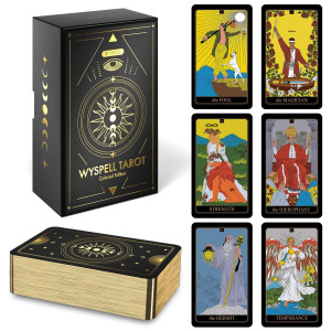 Wyspell Modern Tarot Unique Tarot Cards With Guide Book For Beginners Gold Foil Tarot Deck With Guide Book Gold Tarot Card