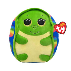 Ty Squishy Beanies Shruggie The Rainbow Turtle Soft Plush Cushion With Glitter Yellow Eyes Gift Idea For Young And Old All