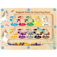 Magnetic Color And Number Maze Uniorn Gifts For Girls Montessori Toys For 2 3 4 5 Year Old Learning Educational Sensory Toys For