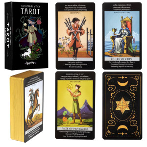 Shyshiny Tarot Cards Herbal Tarot Deck 78 Gold Edged Classic Tarot Cards For Beginners And Experts With Meanings On Them Fort