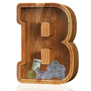 Fao Thuofyr Extra Large Wooden Piggy Bank Piggy Bank For Kids Piggy Bank Girls Piggy Bank For Boys Alphabet B Money Bank Coin