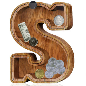 Fao Thuofyr Extra Large Wooden Piggy Bank Piggy Bank For Kids Piggy Bank Girls Piggy Bank For Boys Alphabet S Money Bank Coin