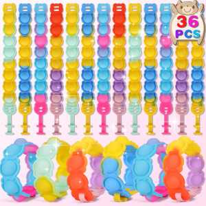 36 Pcs Pop Bracelet It Fidget Toys Pack Fidget Bear Bracelet Birthday Party Gifts Decompression Wristband With Autistic Adhd