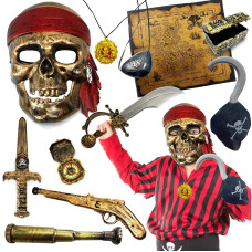 Giftexpress 11Pc Deluxe Halloween Pirate Costume Accessories For Kids Pirate Role Play Set Halloween Pirate Costumes