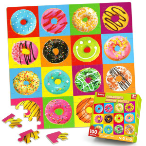 Synarry 100 Piece Wooden Puzzles For Kids Ages 48 Donuts Jigsaw Puzzle For Kids Ages 46 810 Teens Preschool Educational Puz