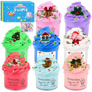 8 Pack Butter Slime Kit Cute Toys And Stickers Super Soft And Nonsticky Party Favors And Stress Relief Toy For Girls And Boys