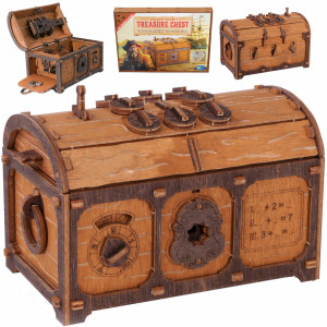 Woodencity Treasure Chest Escape Room In A Box Hard Puzzle Box For Adults Wooden Kit Clue Box Escape Puzzle 3D Escape Roo