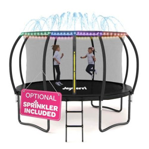 Joyberri Trampoline For Kids And Adults 8Ft 10Ft 12Ft 14Ft Trampoline With Net With Bonus Sprinkler And Led Lightsastm Cert