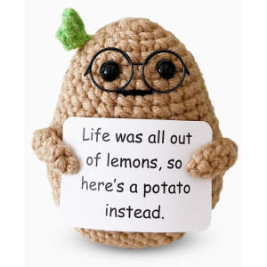 Mhryez Positive Life Potato Funny Crochet Gifts With Encouragement Card For Cheer Up Birthday Gifts For Friends Women Cute Thin