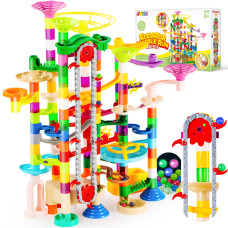 Joyin 236Pcs Glowing Marble Run With Motorized Elevator Construction Building Blocks Toys With 30 Glow In The Dark Plastic Marb