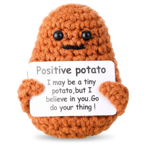 Grevosea Mini Funny Positive Potato 3 Inch Positive Potato Crochet Cute Wool Funny Knitted Positive Potato Doll Cheer Up Gifts