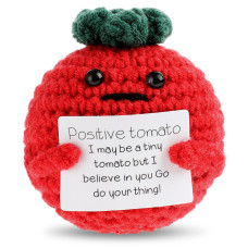 Mini Funny Positive Tomato 23 Inch Positive Tomato Crochet Cute Wool Funny Knitted Positive Tomato Doll Cheer Up Gifts For New