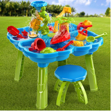 Temi 4In1 Kids Sand Water Table For Toddlers 35 32Pcs Sandbox Table Kids Activity Sensory Play Table Summer Outdoor Toys For