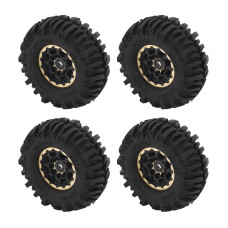 Keenso Rc Rubber Tire 4Pcs With Brass Rim Black Robust For Scx24 124 Rc Crawler Car Squareness Hole