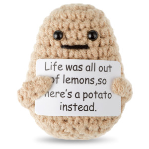 Grevosea Mini Funny Positive Potato 3 Inch Positive Potato Crochet Cute Wool Funny Knitted Positive Potato Doll Cheer Up Gifts