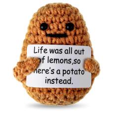 Grevosea 3 Inch Positive Potato Crochet Mini Funny Positive Potato Cute Wool Funny Knitted Positive Potato Doll Cheer Up Gifts