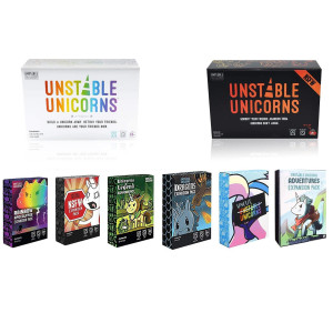 8Piece Bundle Unstable Unicorns Card Set Strategy Game Youth Adult Family Party Casual Board Game Card Black And White Basic Pa