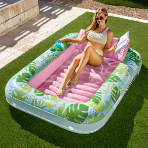 Sloosh Inflatable Tanning Pool Lounger Float For Adults 70 X 46 Large Suntan Tub Pool Floats Sun Tan Tub Ice Bath Tub Tanni