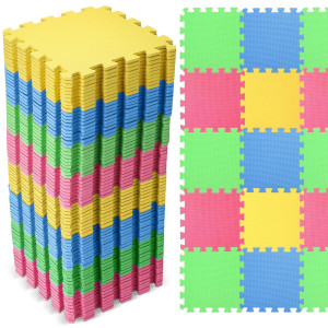 Nuanchu 60 Pcs Kids Foam Puzzle Floor Mat Bulk Solid Color Foam Play Mat With Borders Interlocking Multi Use Floor Rug For Baby